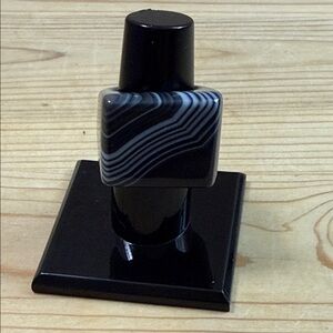 Black and White Striped Square Statement Ring on Stand authentic stone